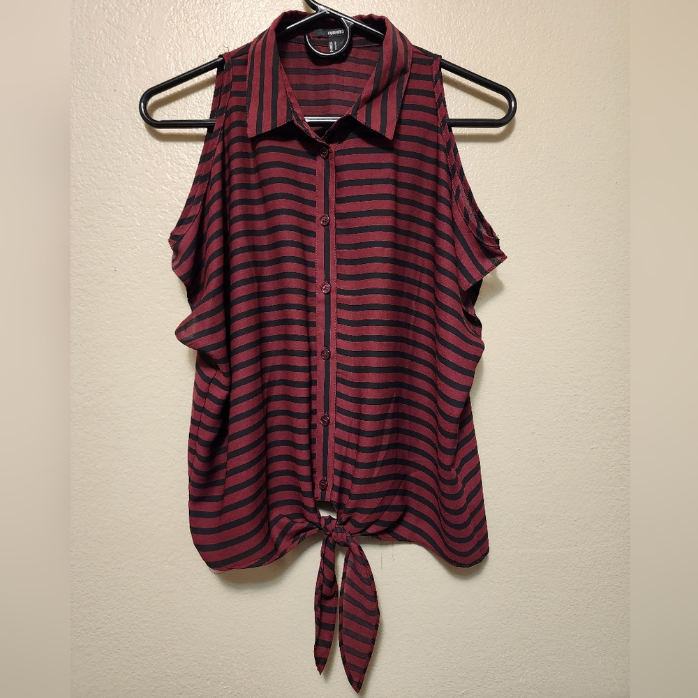 Burgundy Cold Shoulder Blouse